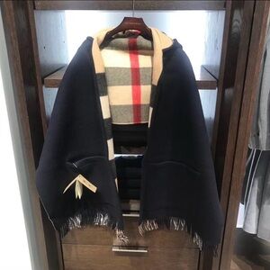 100% authentic! Burberry Hooded Scarf with Black Fringe